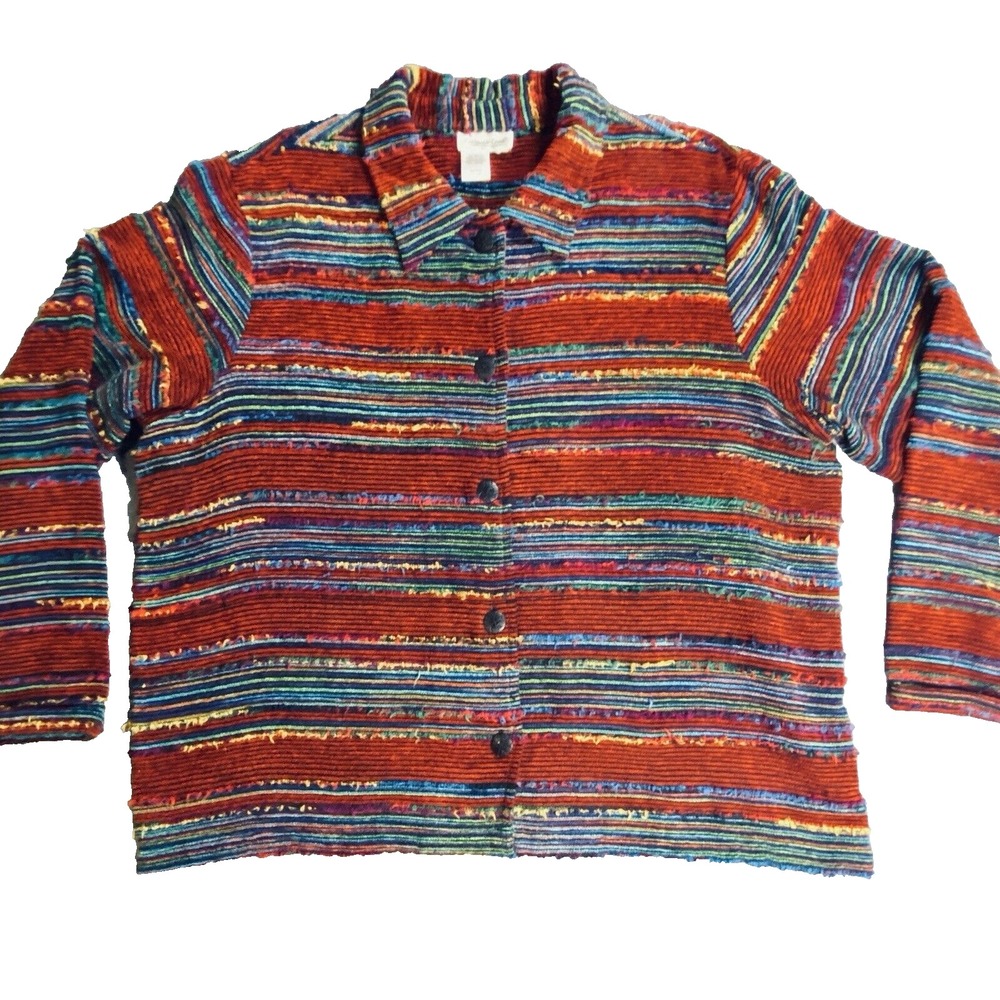 Coldwater Creek Grannie's‎ Tapestry Woven Fabric Button Up Top Jacket Shacket
